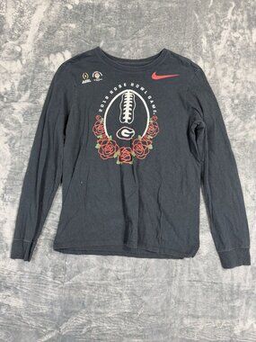 2018 Rose Bowl Nike Tee Long Sleeve Black Mens M Athletic Cut Football Graphic